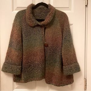 Handmade Peter Pan Collar Knit Rainbow Cardigan